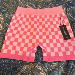KIMBERLY® Pink Checkerboard Bike Shorts